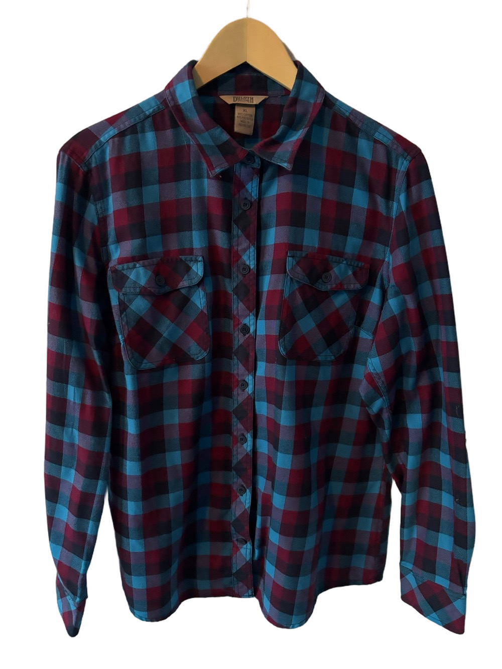 Duluth Trading Company Free Swingin' Flannel Shirt Women’s XL Plaid Block Check